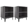 Bedside tables with metal legs, set of 2, glossy gray, 40x30x50 cm by vidaXL, Nightstands - Ref: Foro24-805814, Price: 45,83 ...