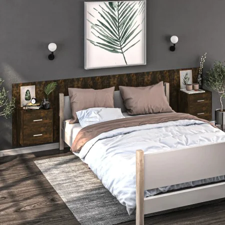 Wall-mounted bedside table, 2 units, smoked oak color by vidaXL, Nightstands - Ref: Foro24-816959, Price: 91,49 €, Discount: %