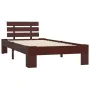 Dark brown solid pine wood bed frame 100x200 cm by vidaXL, Beds and slatted bases - Ref: Foro24-283173, Price: 112,65 €, Disc...