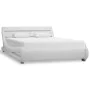 Bed frame with LED white synthetic leather 160x200 cm by vidaXL, Beds and slatted bases - Ref: Foro24-285736, Price: 293,45 €...