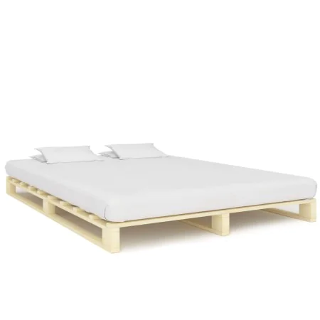 Solid pine wood pallet bed frame 200x200 cm by vidaXL, Beds and slatted bases - Ref: Foro24-285240, Price: 146,94 €, Discount: %