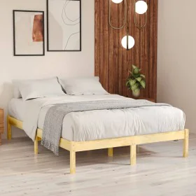 Solid pine wood bed frame 200x200 cm by vidaXL, Beds and slatted bases - Ref: Foro24-810037, Price: 86,88 €, Discount: %