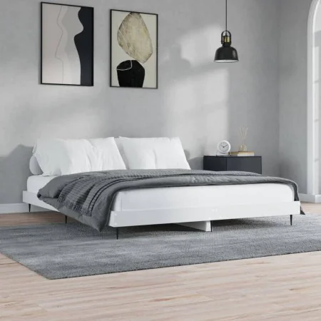 White engineered wood bed frame 150x200 cm by vidaXL, Beds and slatted bases - Ref: Foro24-832237, Price: 143,51 €, Discount: %