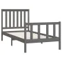 Gray pine wood bed frame with headboard 100x200cm by vidaXL, Beds and slatted bases - Ref: Foro24-3188198, Price: 148,18 €, D...