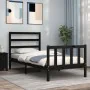 Single bed frame with black solid wood headboard by vidaXL, Beds and slatted bases - Ref: Foro24-3191870, Price: 121,27 €, Di...