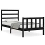 Estructura de cama individual con cabecero madera maciza negro de vidaXL, Camas y somieres - Ref: Foro24-3191870, Precio: 121...