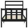 Estructura de cama individual con cabecero madera maciza negro de vidaXL, Camas y somieres - Ref: Foro24-3191870, Precio: 121...