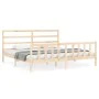 Bed frame with solid wood headboard 200x200 cm by vidaXL, Beds and slatted bases - Ref: Foro24-3191926, Price: 131,66 €, Disc...