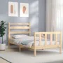 Bed frame with solid wood headboard 90x200 cm by vidaXL, Beds and slatted bases - Ref: Foro24-3192021, Price: 90,39 €, Discou...