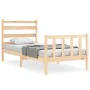 Bed frame with solid wood headboard 90x200 cm by vidaXL, Beds and slatted bases - Ref: Foro24-3192021, Price: 90,39 €, Discou...