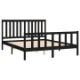 Bed frame with black pine wood headboard 160x200 cm by vidaXL, Beds and slatted bases - Ref: Foro24-3188220, Price: 188,81 €,...