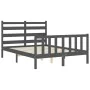 Gray solid wood bed frame with headboard 140x200 cm by vidaXL, Beds and slatted bases - Ref: Foro24-3192038, Price: 156,62 €,...