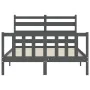 Gray solid wood bed frame with headboard 140x200 cm by vidaXL, Beds and slatted bases - Ref: Foro24-3192038, Price: 156,62 €,...