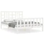 Double bed frame with white solid wood headboard by vidaXL, Beds and slatted bases - Ref: Foro24-3191977, Price: 154,23 €, Di...