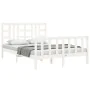 Double bed frame with white solid wood headboard by vidaXL, Beds and slatted bases - Ref: Foro24-3191977, Price: 154,23 €, Di...