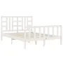 Double bed frame with white solid wood headboard by vidaXL, Beds and slatted bases - Ref: Foro24-3191977, Price: 154,23 €, Di...