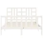 Double bed frame with white solid wood headboard by vidaXL, Beds and slatted bases - Ref: Foro24-3191977, Price: 154,23 €, Di...