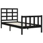 Bed frame with black solid wood headboard 90x190 cm by vidaXL, Beds and slatted bases - Ref: Foro24-3192070, Price: 126,22 €,...