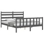 Gray solid wood bed frame with headboard 160x200 cm by vidaXL, Beds and slatted bases - Ref: Foro24-3192048, Price: 150,48 €,...