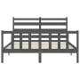 Gray solid wood bed frame with headboard 160x200 cm by vidaXL, Beds and slatted bases - Ref: Foro24-3192048, Price: 150,48 €,...