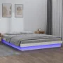 Bed frame with LED solid white wood 180x200 cm by vidaXL, Beds and slatted bases - Ref: Foro24-832729, Price: 265,49 €, Disco...