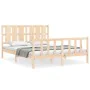 Double bed frame with solid wood headboard by vidaXL, Beds and slatted bases - Ref: Foro24-3192236, Price: 160,07 €, Discount: %