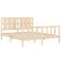 Double bed frame with solid wood headboard by vidaXL, Beds and slatted bases - Ref: Foro24-3192236, Price: 160,07 €, Discount: %