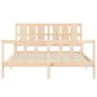 Double bed frame with solid wood headboard by vidaXL, Beds and slatted bases - Ref: Foro24-3192236, Price: 160,07 €, Discount: %