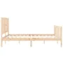 Double bed frame with solid wood headboard by vidaXL, Beds and slatted bases - Ref: Foro24-3192236, Price: 160,07 €, Discount: %