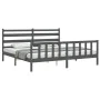 Gray solid wood bed frame with headboard 180x200 cm by vidaXL, Beds and slatted bases - Ref: Foro24-3192053, Price: 166,71 €,...