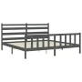 Gray solid wood bed frame with headboard 180x200 cm by vidaXL, Beds and slatted bases - Ref: Foro24-3192053, Price: 166,71 €,...