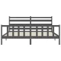 Gray solid wood bed frame with headboard 180x200 cm by vidaXL, Beds and slatted bases - Ref: Foro24-3192053, Price: 166,71 €,...