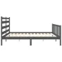 Gray solid wood bed frame with headboard 180x200 cm by vidaXL, Beds and slatted bases - Ref: Foro24-3192053, Price: 166,71 €,...