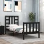 Single bed frame with black solid wood headboard by vidaXL, Beds and slatted bases - Ref: Foro24-3191935, Price: 125,04 €, Di...