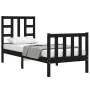 Single bed frame with black solid wood headboard by vidaXL, Beds and slatted bases - Ref: Foro24-3191935, Price: 125,04 €, Di...