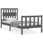 Estructura de cama con cabecero madera maciza gris de vidaXL, Camas y somieres - Ref: Foro24-3192393, Precio: 107,96 €, Descu...