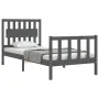 Estructura de cama con cabecero madera maciza gris de vidaXL, Camas y somieres - Ref: Foro24-3192393, Precio: 107,96 €, Descu...