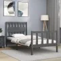 Estructura de cama con cabecero madera maciza gris de vidaXL, Camas y somieres - Ref: Foro24-3192393, Precio: 107,96 €, Descu...