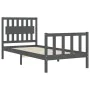 Estructura de cama con cabecero madera maciza gris de vidaXL, Camas y somieres - Ref: Foro24-3192393, Precio: 107,96 €, Descu...