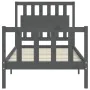 Estructura de cama con cabecero madera maciza gris de vidaXL, Camas y somieres - Ref: Foro24-3192393, Precio: 107,96 €, Descu...