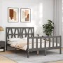 Double bed frame with gray solid wood headboard by vidaXL, Beds and slatted bases - Ref: Foro24-3192463, Price: 156,15 €, Dis...