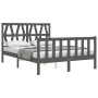 Double bed frame with gray solid wood headboard by vidaXL, Beds and slatted bases - Ref: Foro24-3192463, Price: 156,15 €, Dis...