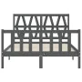 Double bed frame with gray solid wood headboard by vidaXL, Beds and slatted bases - Ref: Foro24-3192463, Price: 156,15 €, Dis...