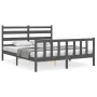 Double bed frame with gray solid wood headboard by vidaXL, Beds and slatted bases - Ref: Foro24-3192043, Price: 162,59 €, Dis...