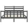 Double bed frame with gray solid wood headboard by vidaXL, Beds and slatted bases - Ref: Foro24-3192043, Price: 162,59 €, Dis...