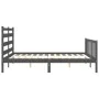 Double bed frame with gray solid wood headboard by vidaXL, Beds and slatted bases - Ref: Foro24-3192043, Price: 162,59 €, Dis...