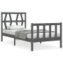 Single bed frame with gray solid wood headboard by vidaXL, Beds and slatted bases - Ref: Foro24-3192458, Price: 97,65 €, Disc...