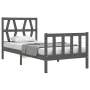 Single bed frame with gray solid wood headboard by vidaXL, Beds and slatted bases - Ref: Foro24-3192458, Price: 97,65 €, Disc...