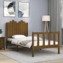 Honey brown solid wood bed frame with headboard 90x190cm by vidaXL, Beds and slatted bases - Ref: Foro24-3192264, Price: 163,...