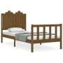 Honey brown solid wood bed frame with headboard 90x190cm by vidaXL, Beds and slatted bases - Ref: Foro24-3192264, Price: 163,...